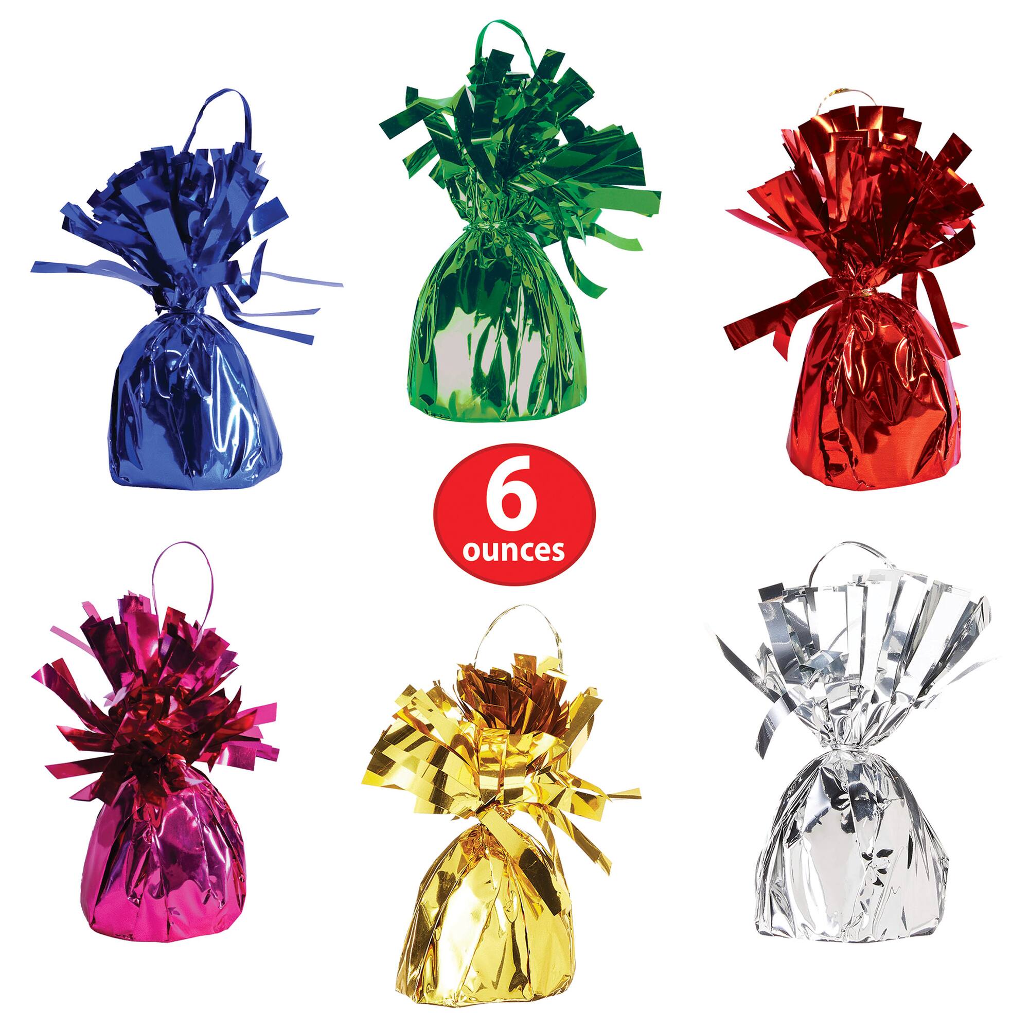 6oz. Metallic Wrapped Balloon Weights, 6ct.